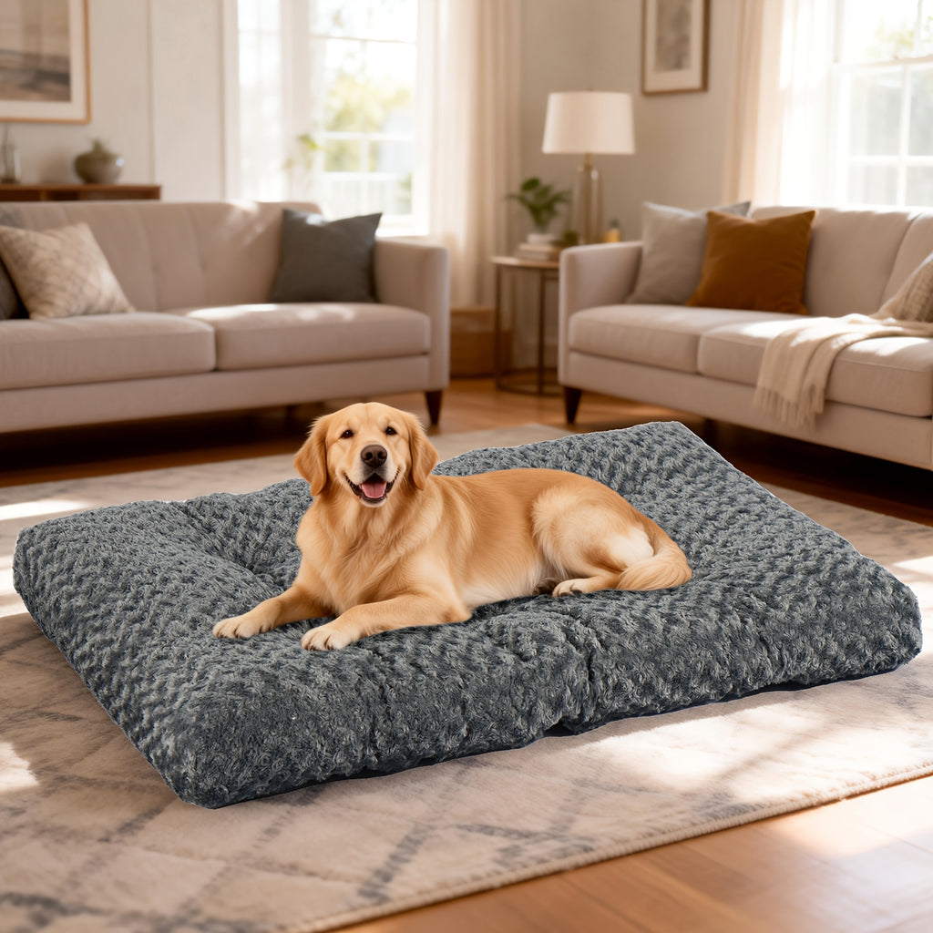 Machine Washable Dog Crate Pad and Cat Bed with Cover, Soft Cushioned Indoor Pet Bedding in 35in or 46in Options for Cozy Everyday Rest