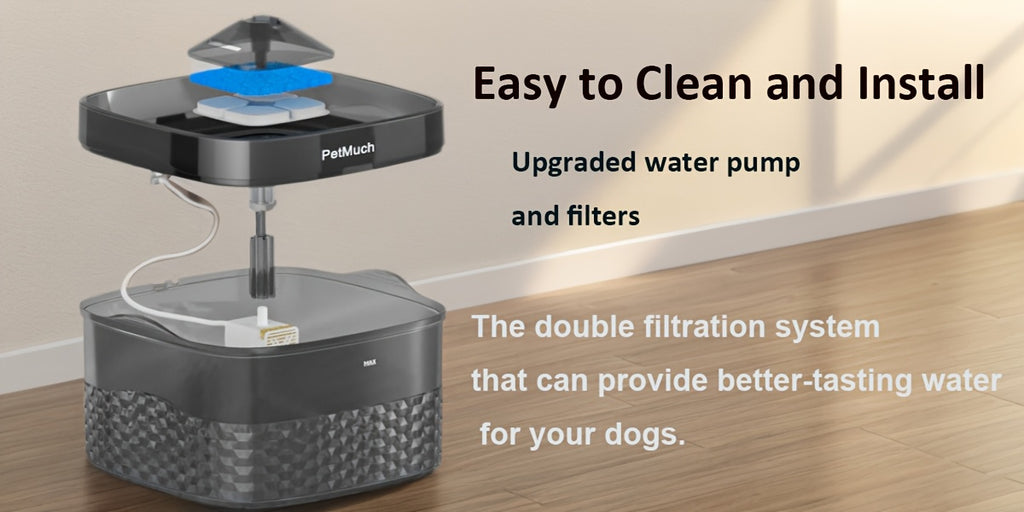 Dog Water Fountain WF340 9L for Large Dogs and Multi-Pet Homes, Quiet Pump Drinking Dispenser with Fountain Bundle and Replacement Filter Options