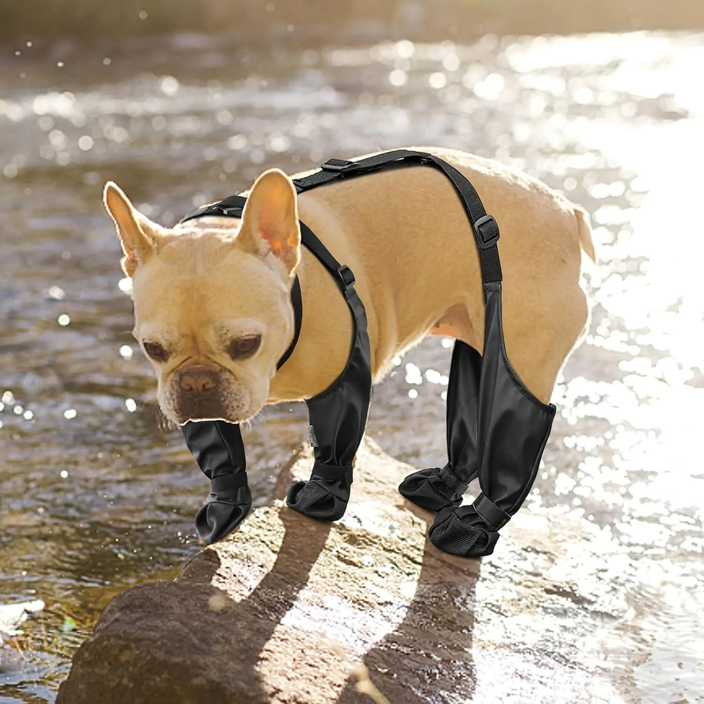 Waterproof Dog Boots for Small Dogs, Adjustable Non-Slip Dog Booties with Rubber Sole for Winter Snow, Rain and Hiking, All-Season Paw Protection Size S
