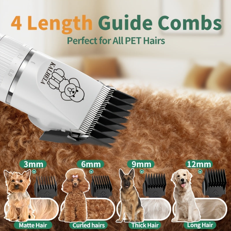 Adjustable Dog Hair Trimmer, Rechargeable Cordless Low-Noise Pet Grooming Clippers with Guide Comb Options for Dogs and Cats, Three Package Choices