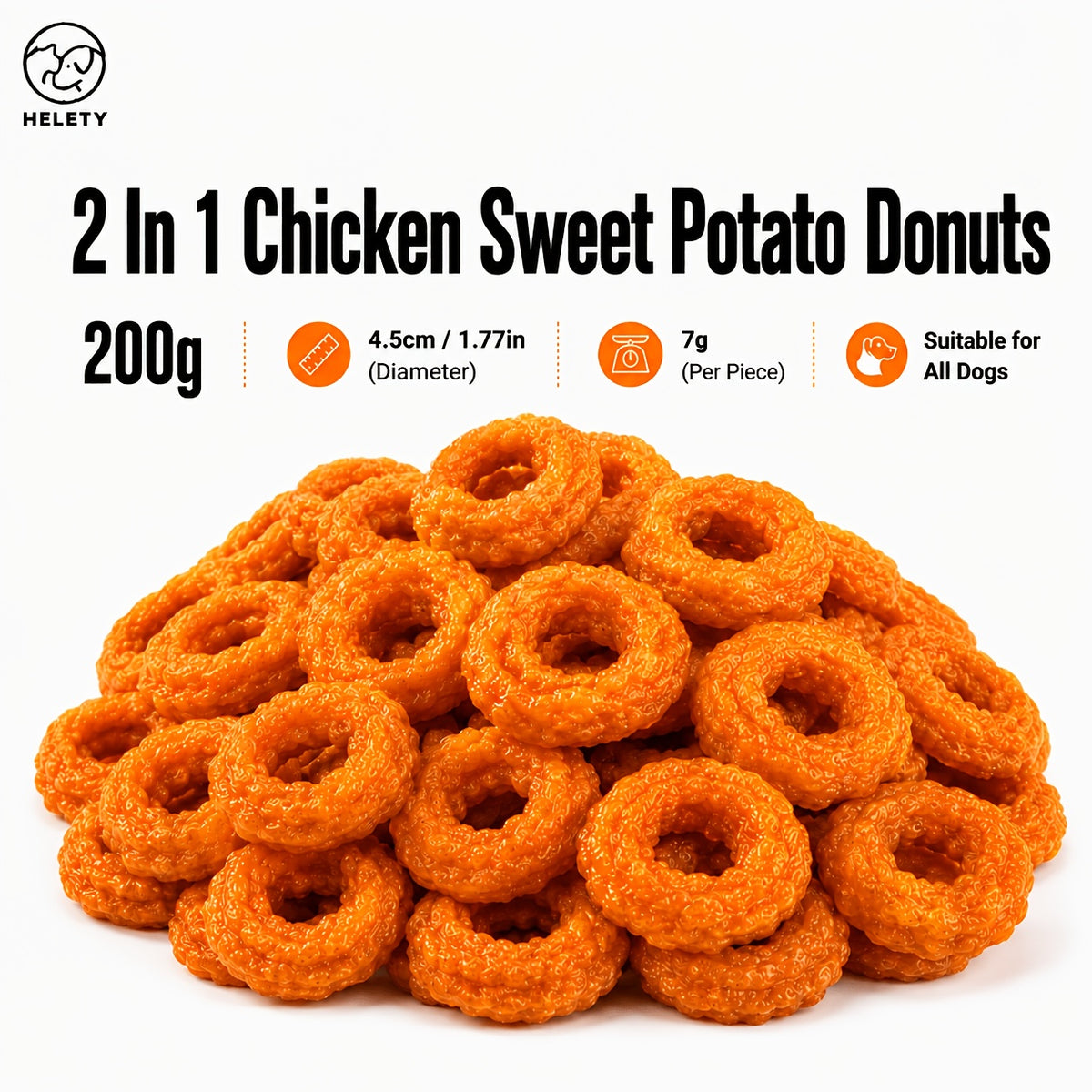Sweet Potato Dog Treat Selection with Dried Slices, Duck Sweet Potato and Chicken Donut Options, Chewy Snacks for Supervised Rewards and Treat Time