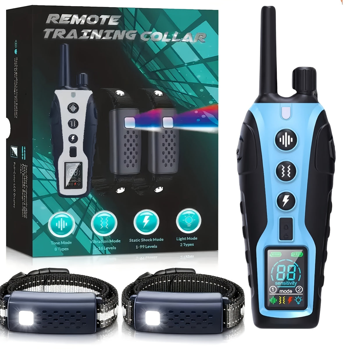 Dog Training Collar with Night Light, 3280ft Listed Remote Range, USB Rechargeable with Keypad Lock, Beep, Vibration and Static Modes for 1 or 2 Dogs