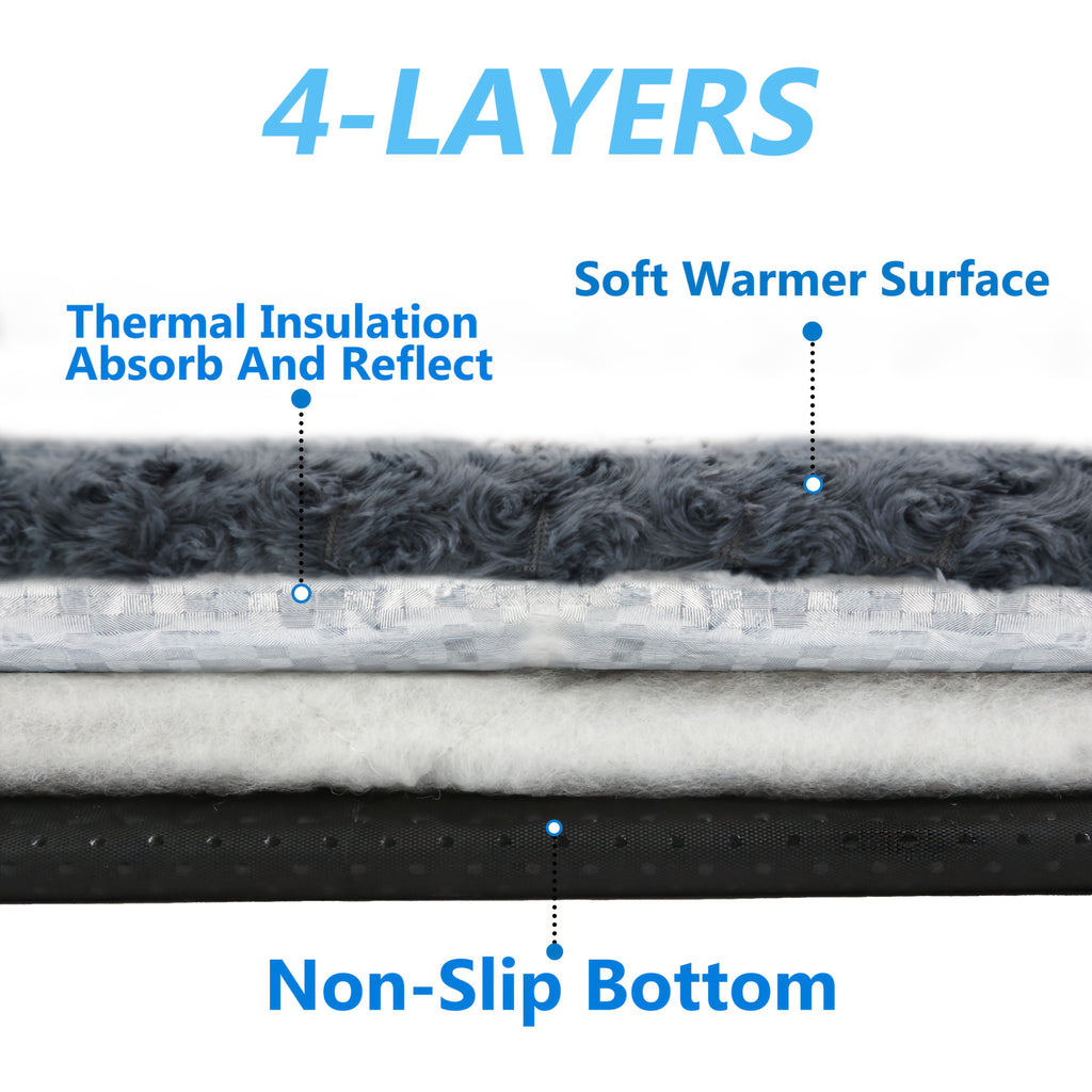 Heat-Retaining Pet Mat for Cats and Dogs, Removable Washable Non-Slip Resting Pad for Indoor Outdoor Use, Dark Gray in Small or Large