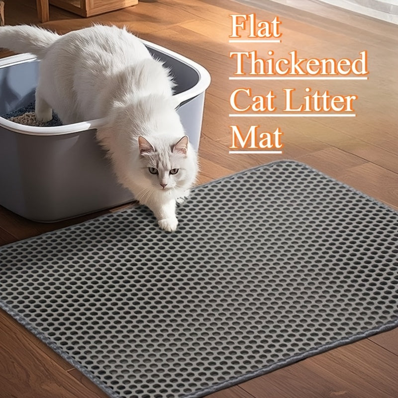 XXL Cat Litter Mat 47.2 x 27.6 Inches, Grey Double Layer EVA Litter Catcher with Non-Slip Design, Washable Scatter Control for Indoor Litter Box Areas