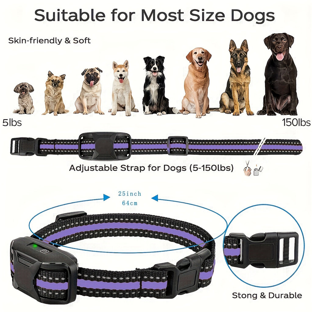 Dog Training Collars for 2 Dogs with Remote, Purple Rechargeable E Collar Set with Adjustable Nylon Straps, Beep, Vibration and Static Modes
