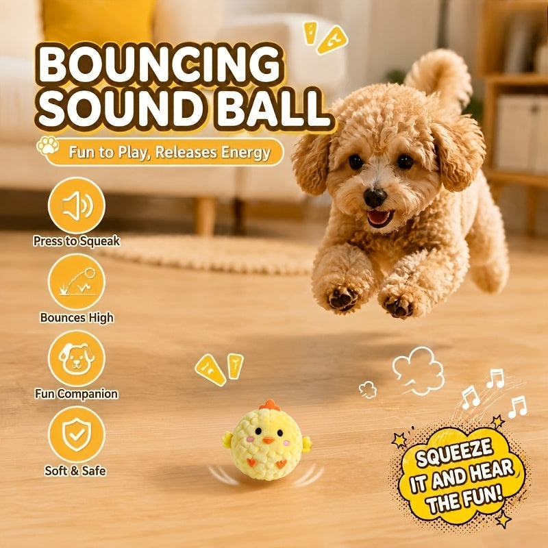 Dog and Cat Toy Balls 4-Pack, Random-Style Sound and Slow-Rebound Bouncing Pet Toys for Supervised Rolling, Chasing and Interactive Play