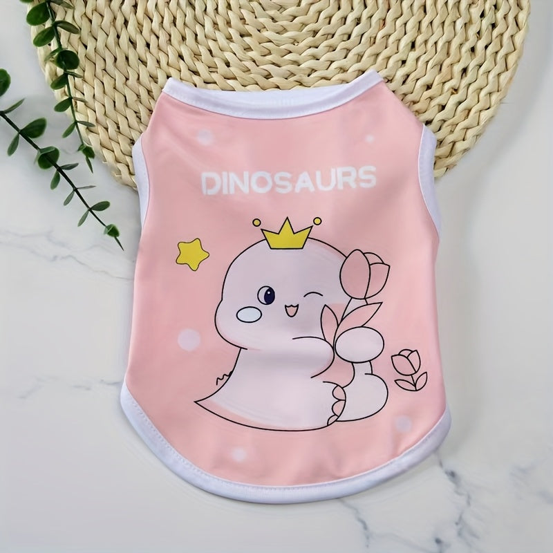 Cartoon Pet Vests 6 Pack for Dogs and Cats, Gray Cute Rabbit Drink Print Clothing in XS to XL for Everyday Outfits and Pet Photo Moments