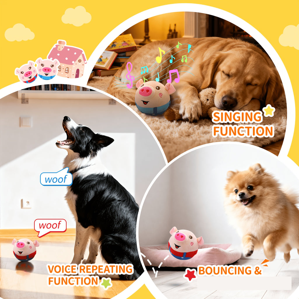 Talking Dog Ball Toy with Singing Sounds, Spherical Pet Play Toy in Red or Blue for Supervised Interactive Sessions and Dog Owner Gifts