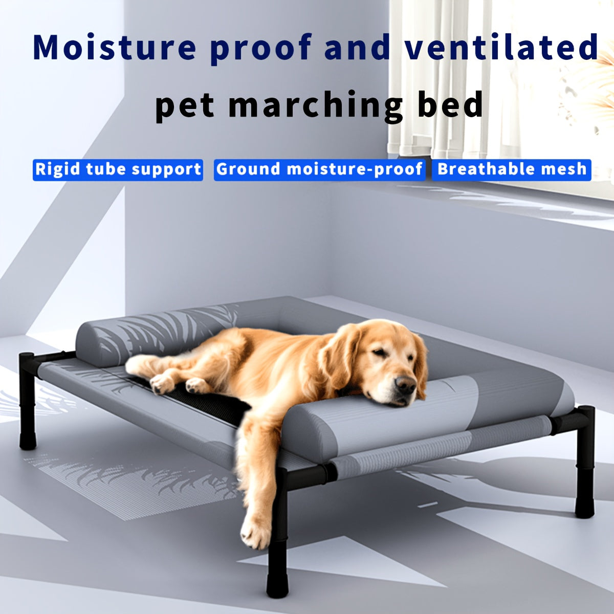 Bolster Elevated Dog Bed with Breathable Mesh Center, Removable Washable Raised Pet Cot for Dogs and Cats, L and XL Home and Travel Rest