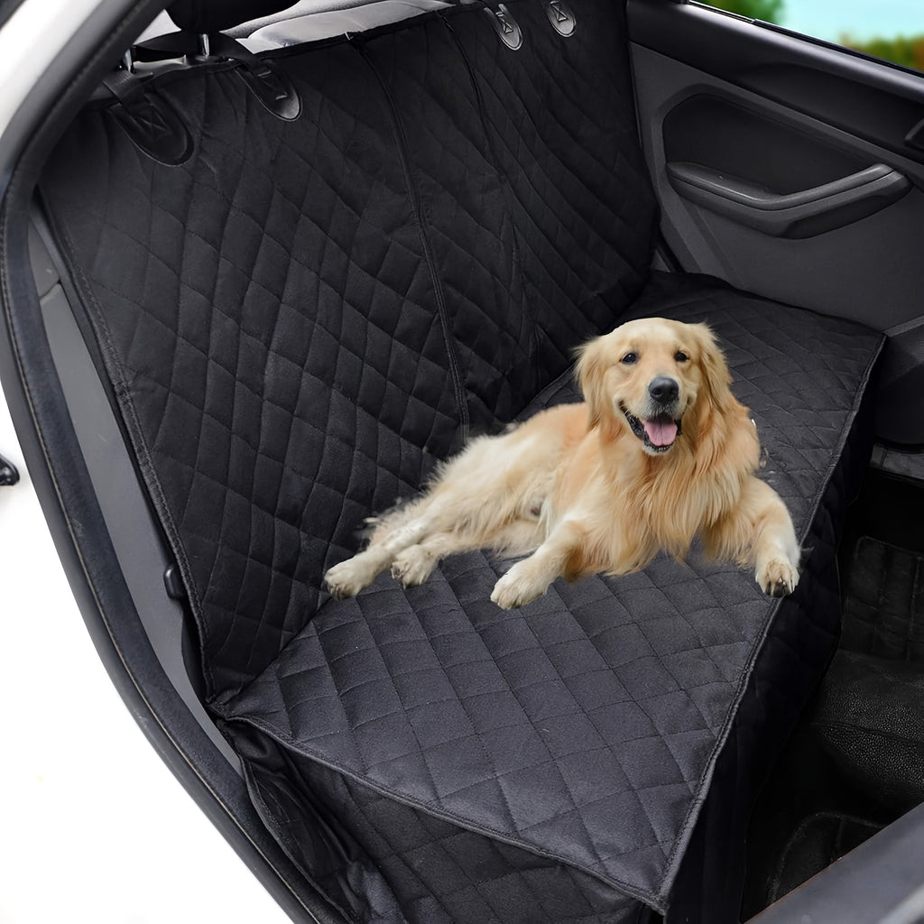 60/40 Split Bench Dog Car Seat Cover, Black Rear Seat Protector for Cars, Trucks and SUVs, Easy Cleanup for Daily Pet Travel and Family Road Trips