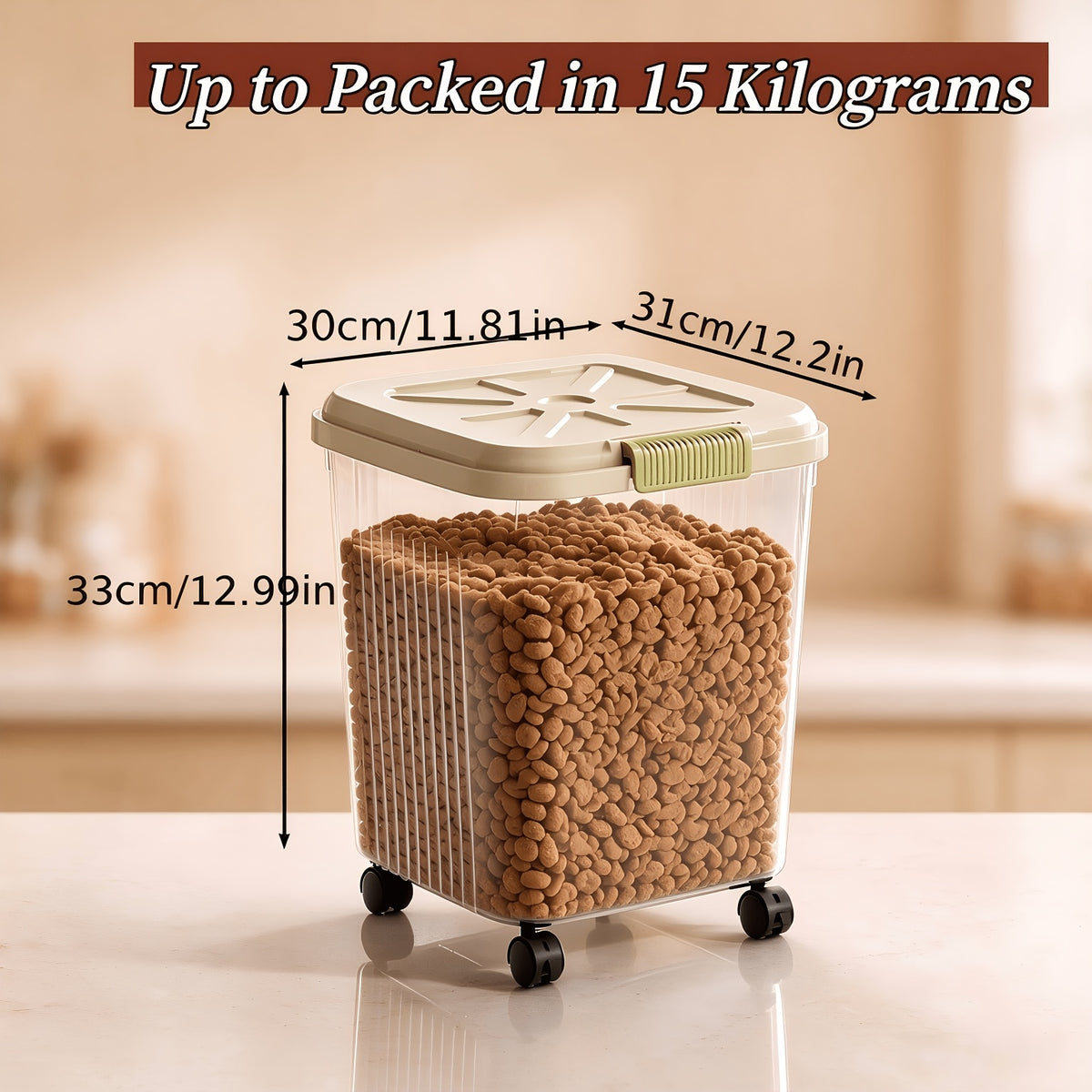 Airtight Dog Food Storage Bin with Locking Lid and Scoop, Multi-Size Dry Cat and Dog Food Container for Kitchen Pantry Organization