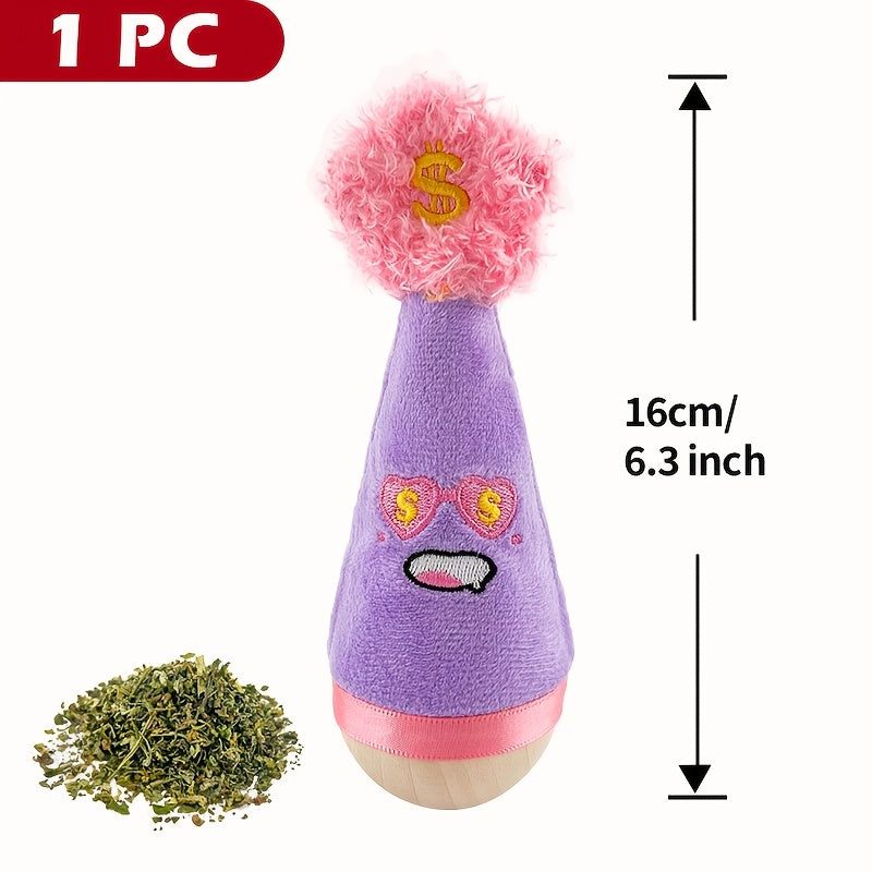 Cat Wobble Feather Toy with Cat Mint Powder, Interactive Hunting and Chasing Teaser for Indoor Kittens and Adult Cats, Purple or Red Styles