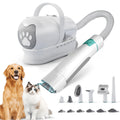 Pet Grooming Vacuum with Nail Grinder and Clipper, White Dog Grooming Kit with 6 Tools for Dog and Cat Shedding and At-Home Coat Care