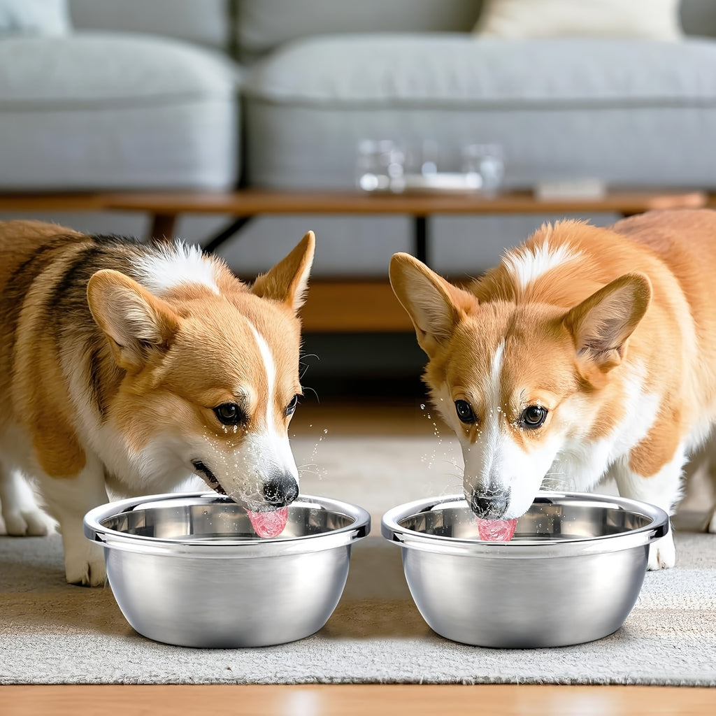 Stainless Steel Dog Bowls 2-Pack, Dishwasher Safe Food and Water Dishes for Large and Extra Large Breeds, Indoor and Outdoor Feeding