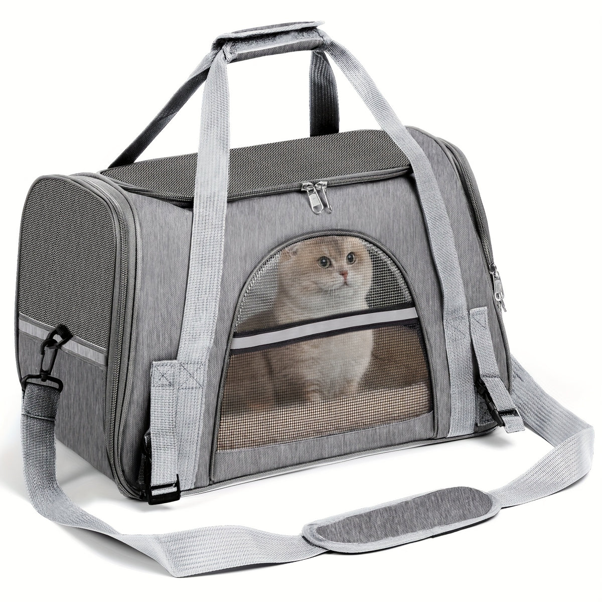 Foldable Cat Carrier Backpack with Zipper Closure, Ventilated Pet Travel Bag for Cats and Dogs, Seven Colors for Vet Visits and Everyday Trips