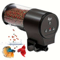 Timed Aquarium Fish Feeder 110 mL, Automatic Food Dispenser with 12H 24H 48H Intervals, Manual Feeding Button and Tank Clamp, Battery Powered in Black