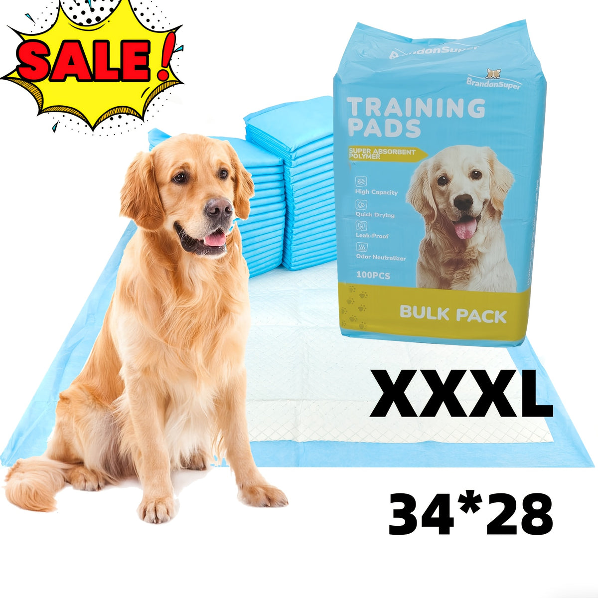 Dog Pee Pads 100 Count with Thickened 8-Layer Absorbent Design, Leak-Resistant Puppy Potty Training Mats for Indoor Pet Care, Random Colors