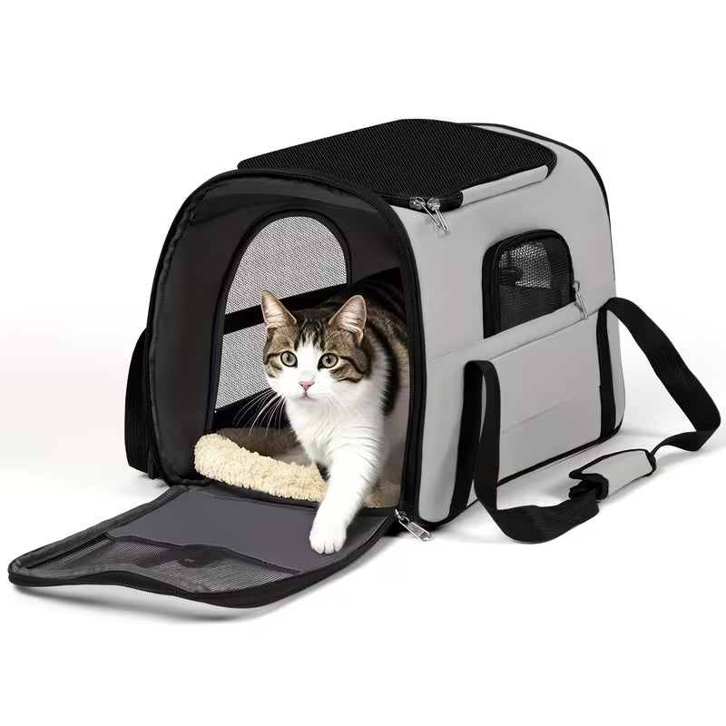 Foldable Cat Carrier Backpack with Zipper Closure, Ventilated Pet Travel Bag for Cats and Dogs, Seven Colors for Vet Visits and Everyday Trips