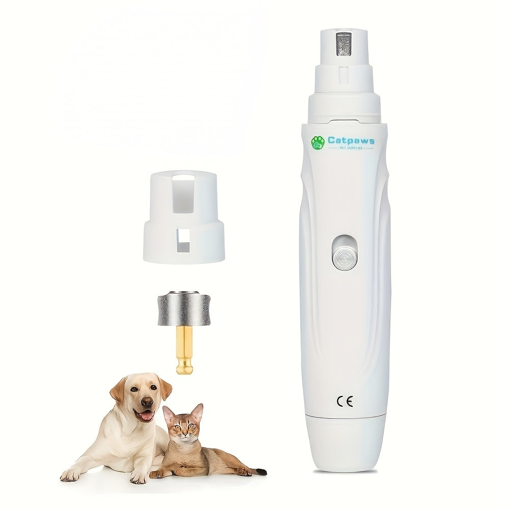 Electric Pet Nail Grinder for Dogs and Cats, White Claw Filing Tool with Quiet Operation Listing for At-Home Paw Care, Battery Not Included
