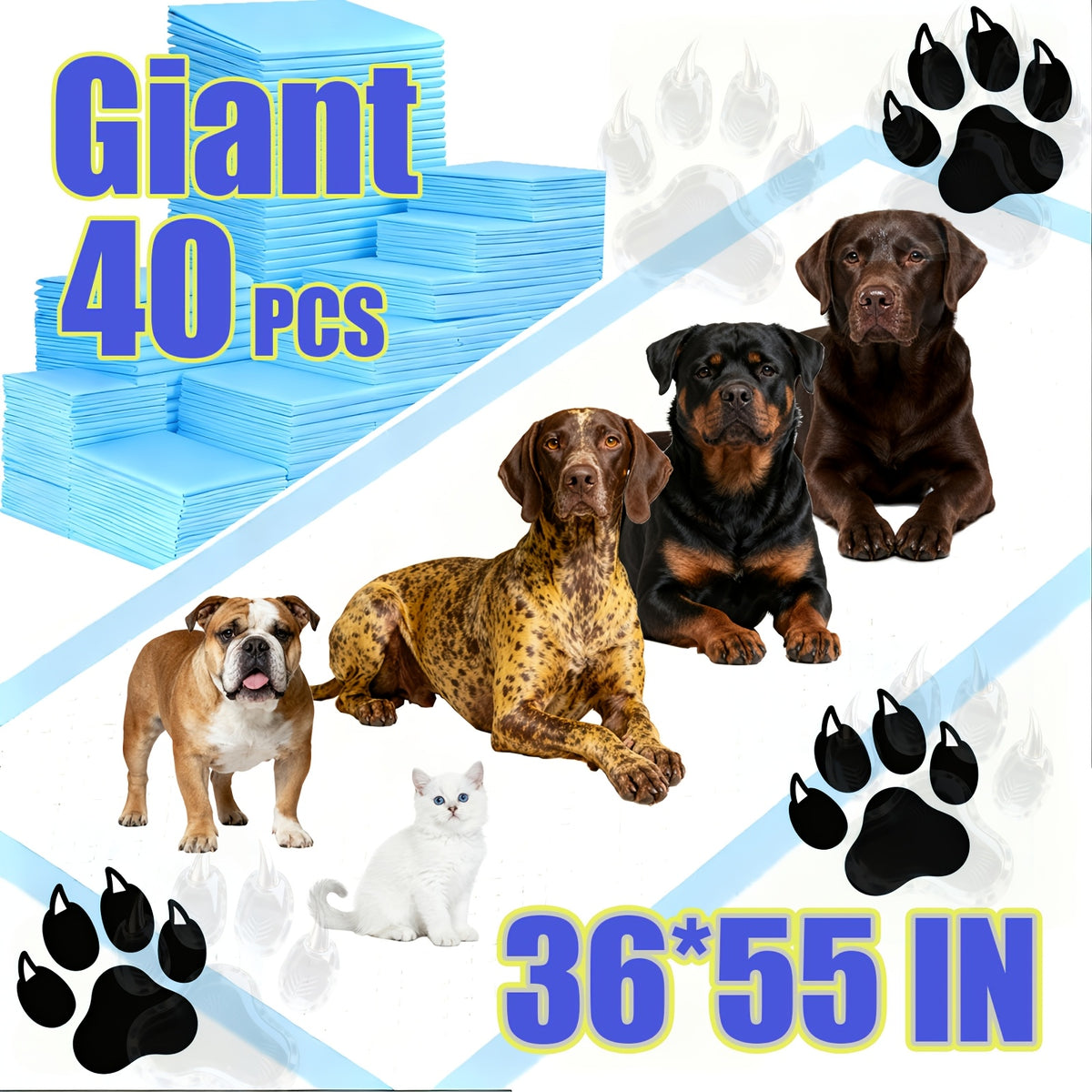 Dog Training Pads 36 x 55 Inch, 40 Count Super Absorbent Puppy Pee Pads with Oversized Coverage for Indoor Potty Training and Daily Cleanup
