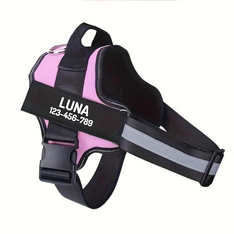 Personalized No Pull Dog Harness with Custom Name and Phone Number, Heavy-Duty Walking and Training Pet Vest in XS to XXL Size Options