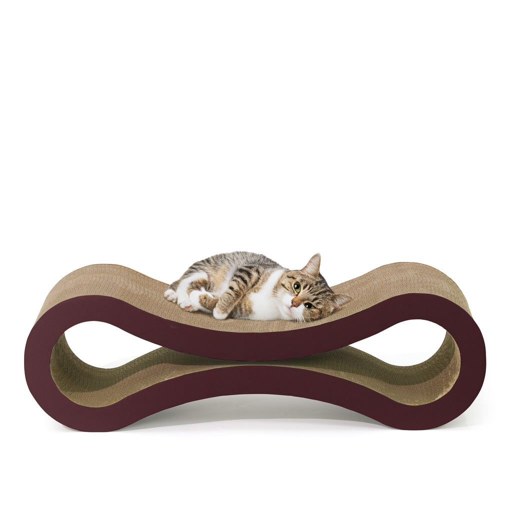 Infinity Cat Scratcher Lounger, 33.9-Inch Reversible High-Density Cardboard Scratching Bed for Indoor Cats, Five-Layer Design in Brown or White