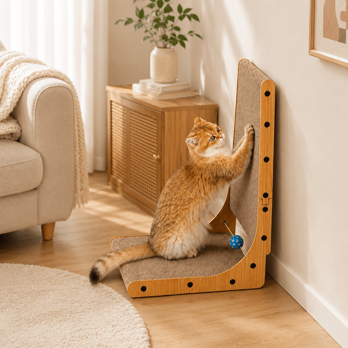 Cat Scratching Pad with Wavy and Felt Model Options, Indoor Cat Scratcher for Everyday Claw Scratching, Stretching and Home Activity