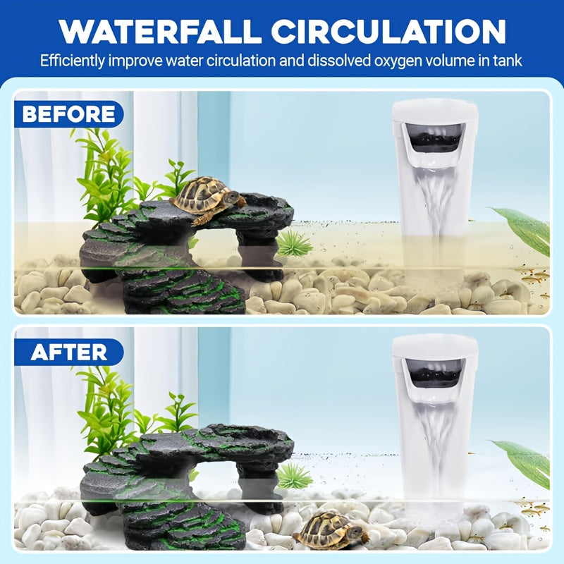 Low Water Level Turtle Tank Filter, 74 GPH 2.5W Aquarium Filter for Small Fish Tanks up to 15 Gallons with 4 Replacement Cartridges