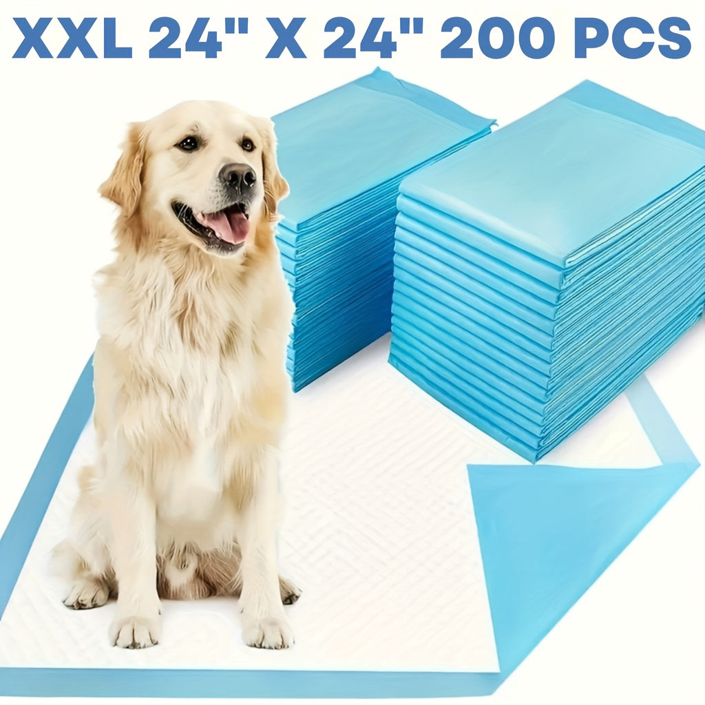 Absorbent Dog Potty Pads for Home, Travel and Camping, 101 or 200 Count Puppy Training Pad Options with Protective Backing for Daily Cleanup