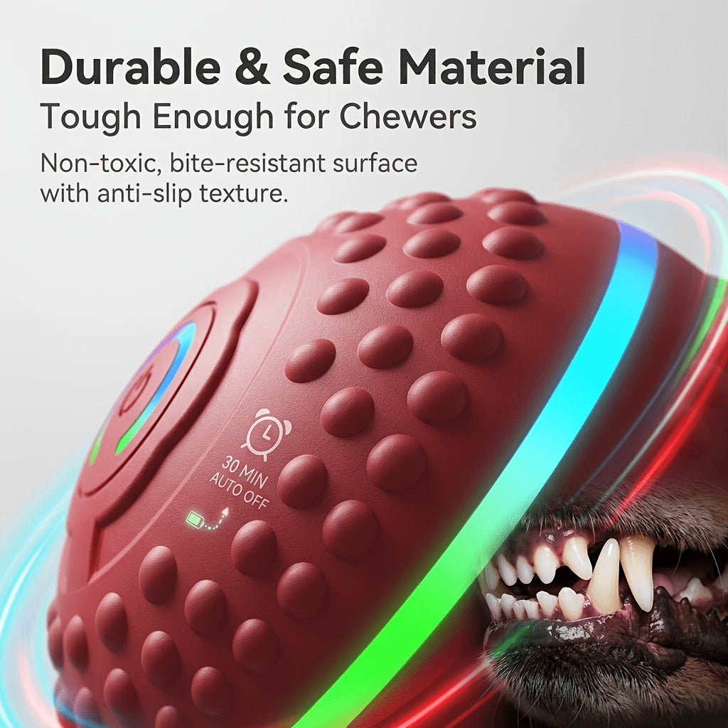 Electric Rolling Dog Toy Ball in Red, Automatic Moving Pet Ball for Interactive Chase Games, Supervised Playtime and Everyday Enrichment