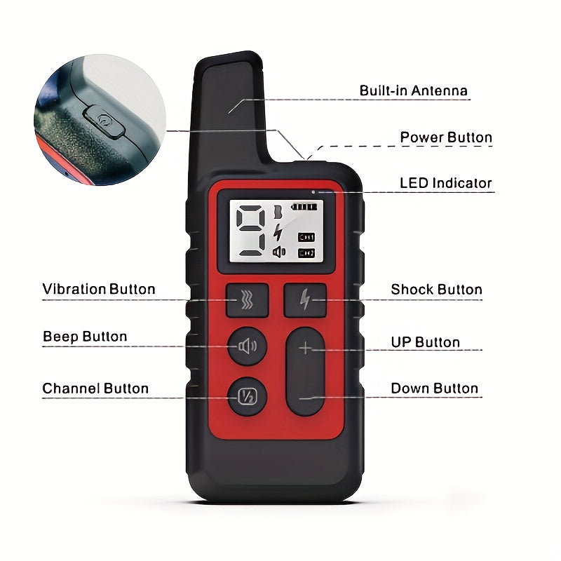 Dog Training Collar with 9-Level Adjustment, Rechargeable Remote E Collar with Tone, Vibration and Static Stimulation Modes in Red or Black