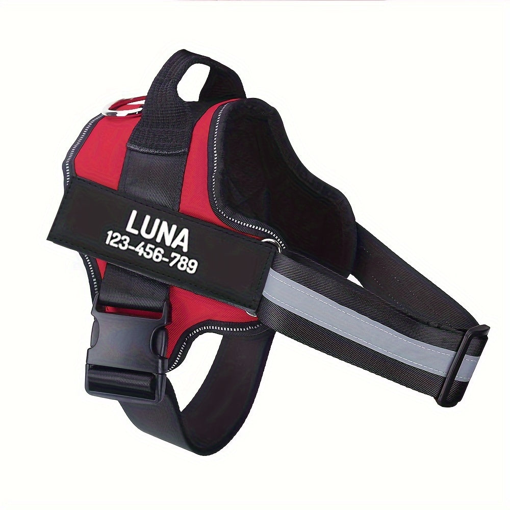 Personalized No Pull Dog Harness with Custom Name and Phone Number, Heavy-Duty Walking and Training Pet Vest in XS to XXL Size Options
