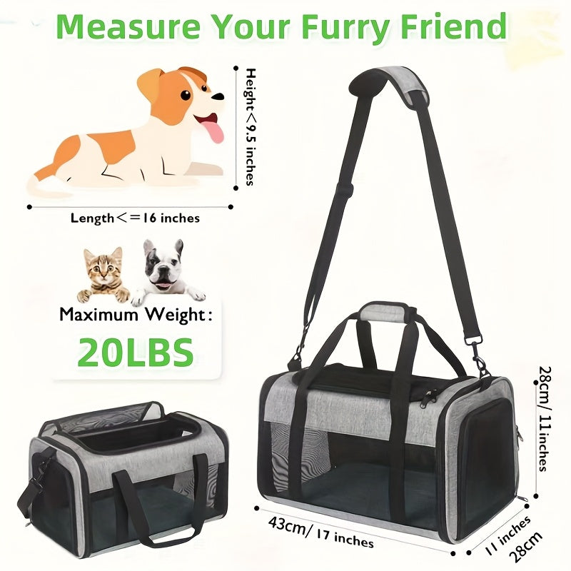 Expandable Cat Carrier with Top Entry, 17 x 11 x 11 Inch Soft-Sided Travel Bag with Mesh Ventilation and Foldable Design for Cats and Small Dogs up to 20 lbs