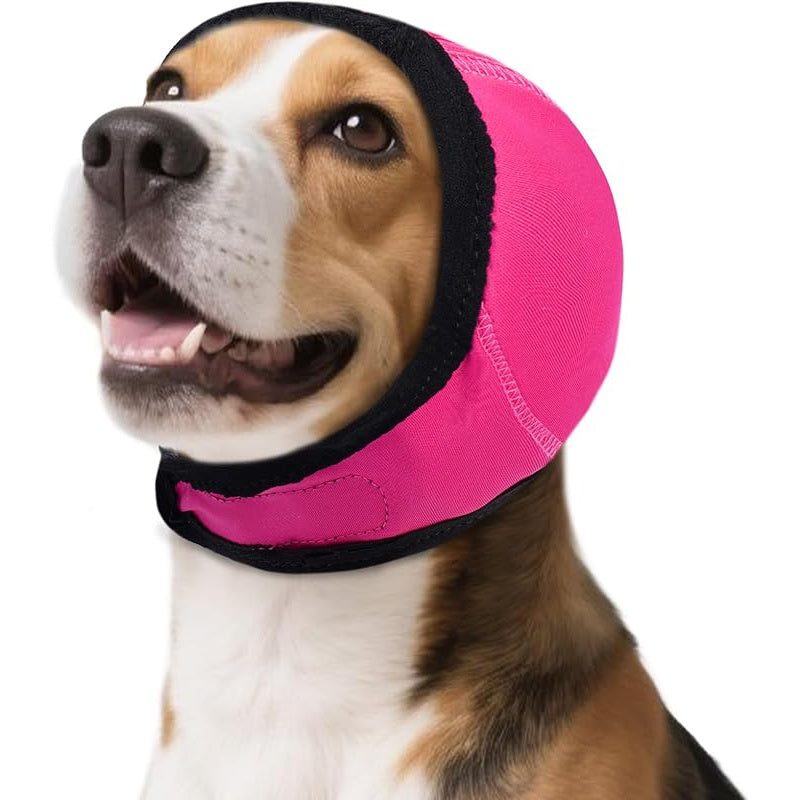 Dog Ear Cover Head Wrap with Adjustable Closure, Soft Hood for Supervised Grooming, Bath-Time Routines and Travel, S M L in Four Colors