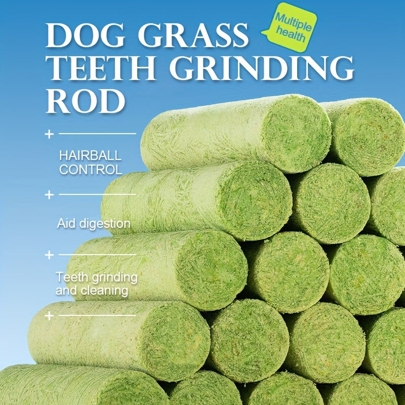 Dog Grass Snack Sticks 15 Count, Green Rod-Shaped Chew Treats for Supervised Reward Time, Everyday Snacking and Dog Lover Gift Baskets
