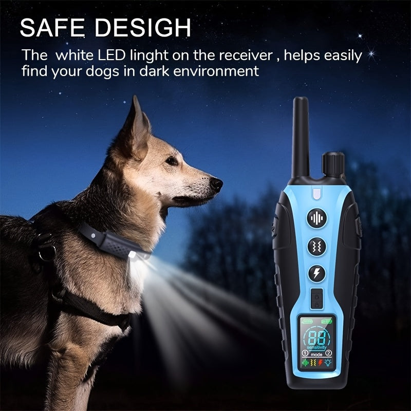 Dog Training Collar with Night Light, 3280ft Listed Remote Range, USB Rechargeable with Keypad Lock, Beep, Vibration and Static Modes for 1 or 2 Dogs