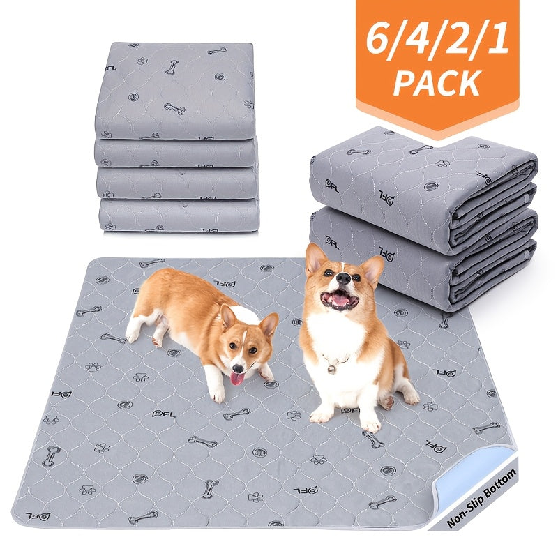 Bone Print Washable Pee Pads for Dogs, Reusable Absorbent Puppy Training and Whelping Mats with Non-Slip Backing for Crates, Couches and Playpens