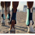 Horse Tendon Boots Set of 4, Open Front and Fetlock Leg Guards in PU and Neoprene for Riding, Jumping and Training, FULL and COB Size Options