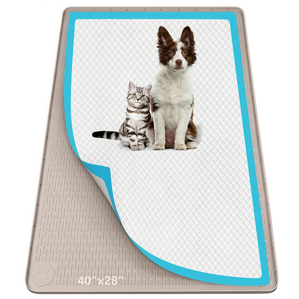 Silicone Pee Pad Holder for Dogs, Bartuke Washable Raised-Edge Training Pad Tray with Non-Slip Surface for Indoor Potty Routines, Pads Not Included