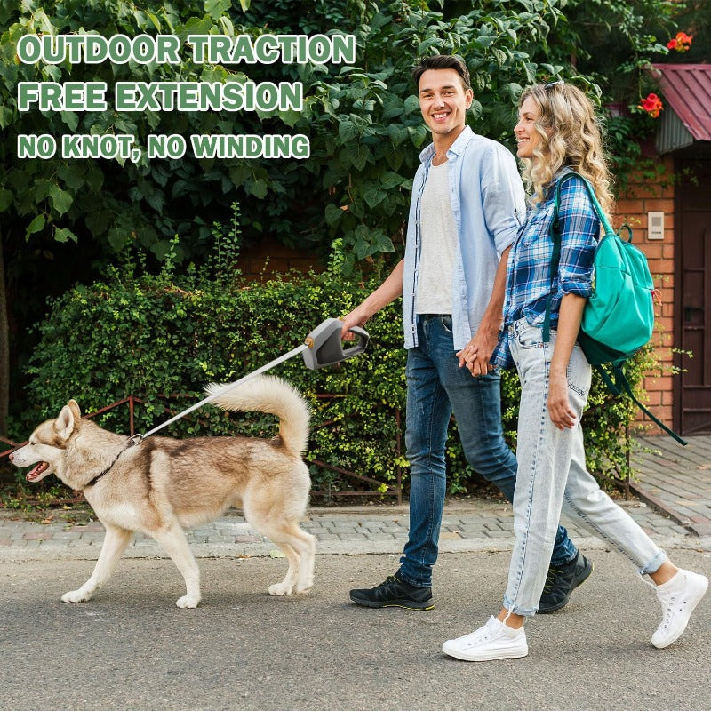 Heavy Duty Retractable Dog Leash for Large Dogs up to 110 lbs, Durable Nylon Walking Lead with One-Hand Brake, Pause and Lock Control