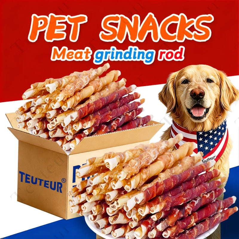 Chicken and Duck Wrapped Rawhide Dog Chews, 3.53oz Mixed Beefhide Stick Treats with Meat Wrapping for Supervised Chewing and Everyday Reward Time