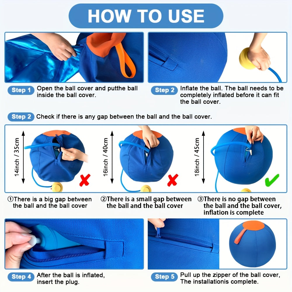 Dog Herding Training Ball for Supervised Outdoor Chase and Push Games, Orange and Blue Play Options Including Upgraded M and XXS Variants