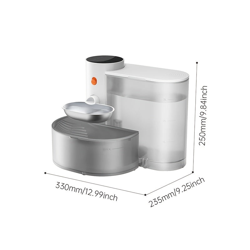 Rechargeable Cat Water Dispenser with Automatic Tilt Water Changes, Separate Clean and Waste Tanks, White Pet Drinking Station for Multi-Cat Homes