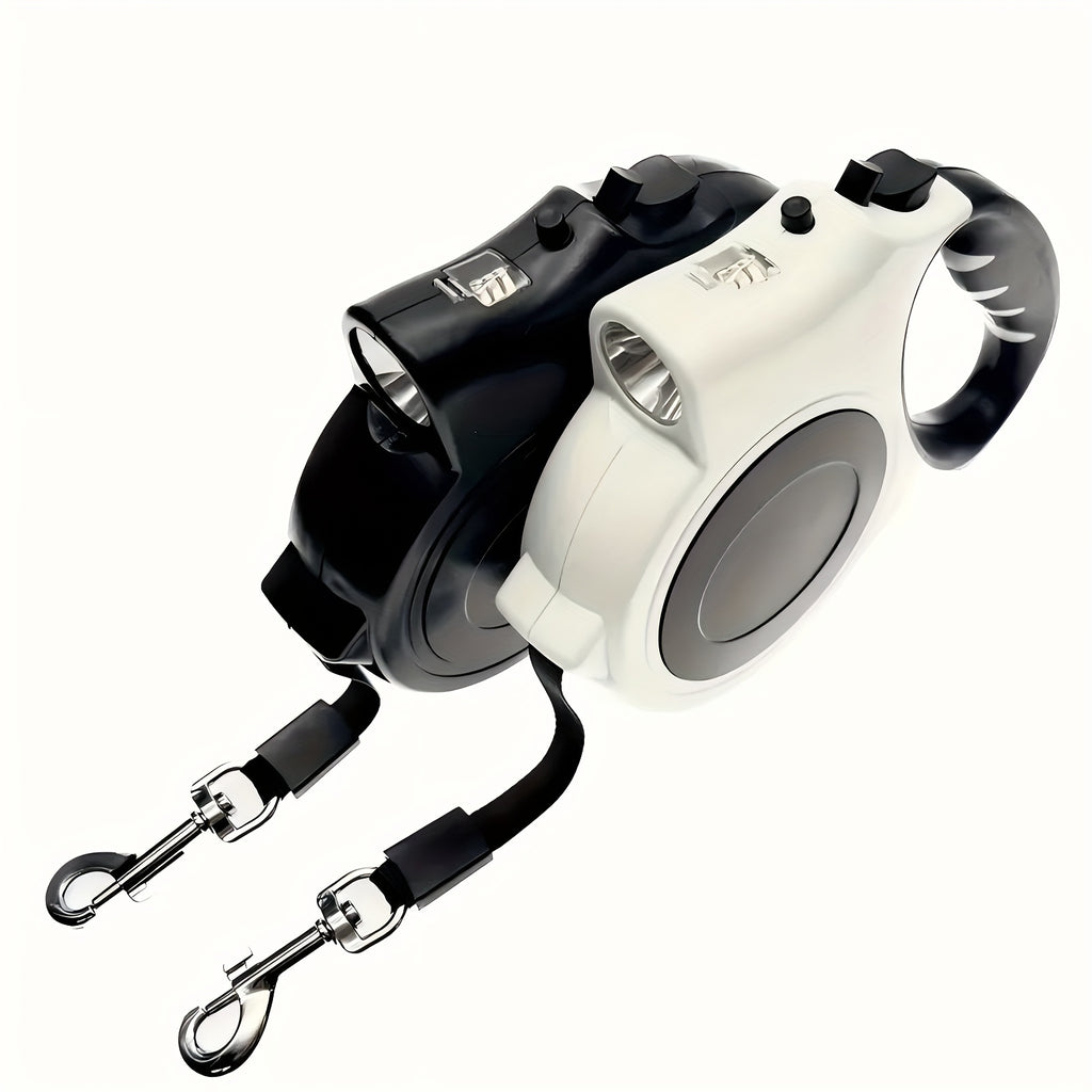 Retractable Dog Leash with Optional LED Light, 16 Feet Adjustable PVC Walking Lead for Small and Medium Dogs, Black or Pink Day and Evening Walk Options