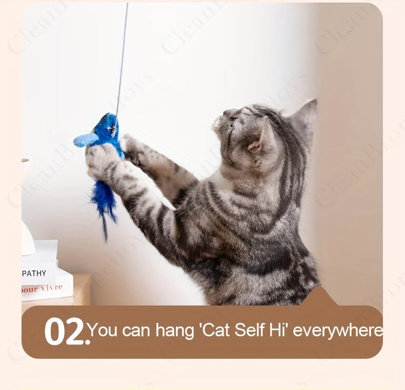 Bird Sound Cat Toy 2-Pack with Leaf Details, Random Color Simulated Birds for Kittens and Indoor Cats, Supervised Chase and Batting Play