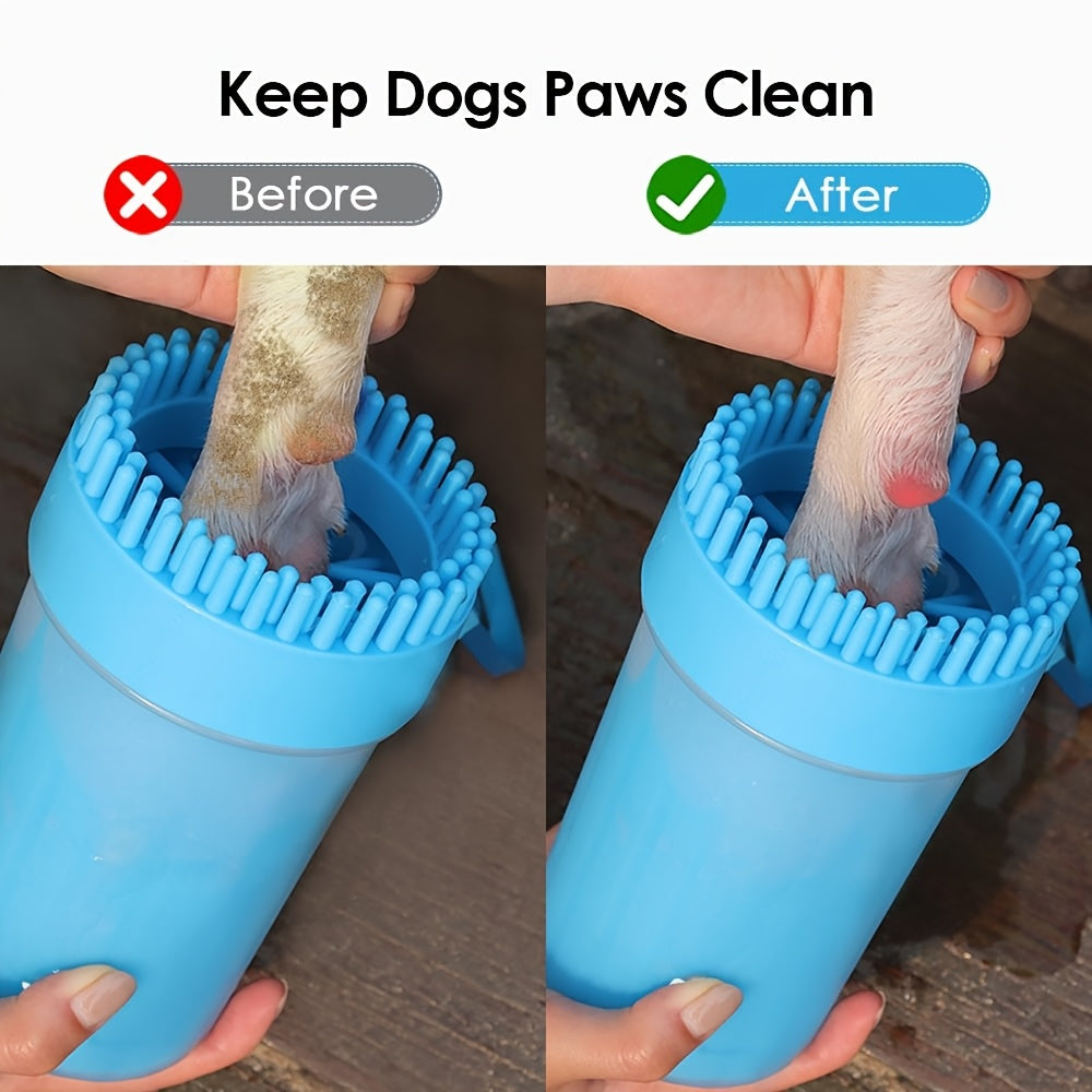 Dog Paw Washer for Large Dogs, Portable Paw Cleaning Cup with Removable Bristle Insert and Bath Brush for Muddy Walks and Outdoor Grooming