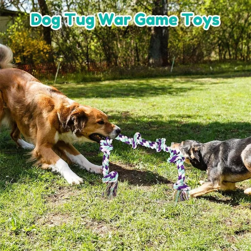 Dog Rope Toy with 6 Knots for Medium and Large Dogs, Colorful Twisted Rope Chew Toy for Supervised Tug of War, Fetch and Interactive Play