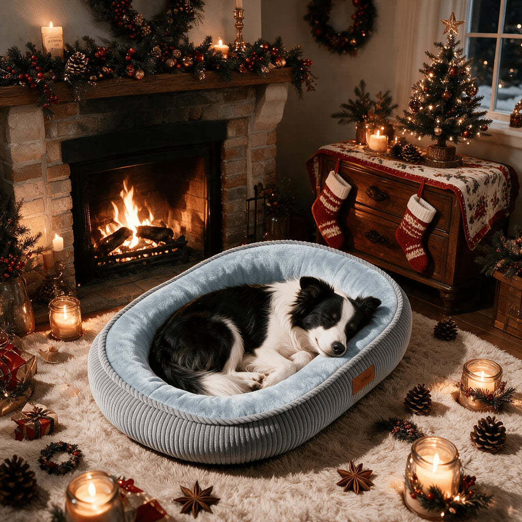 Memory Foam Dog Bed with Raised Edges, Removable Washable Cover and Non-Slip Bottom, Grey Cozy Pet Sofa in 20, 23, 29 and 35 Inch Sizes