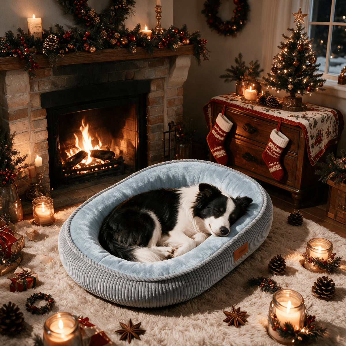 Memory Foam Dog Bed with Raised Edges, Removable Washable Cover and Non-Slip Bottom, Grey Cozy Pet Sofa in 20, 23, 29 and 35 Inch Sizes