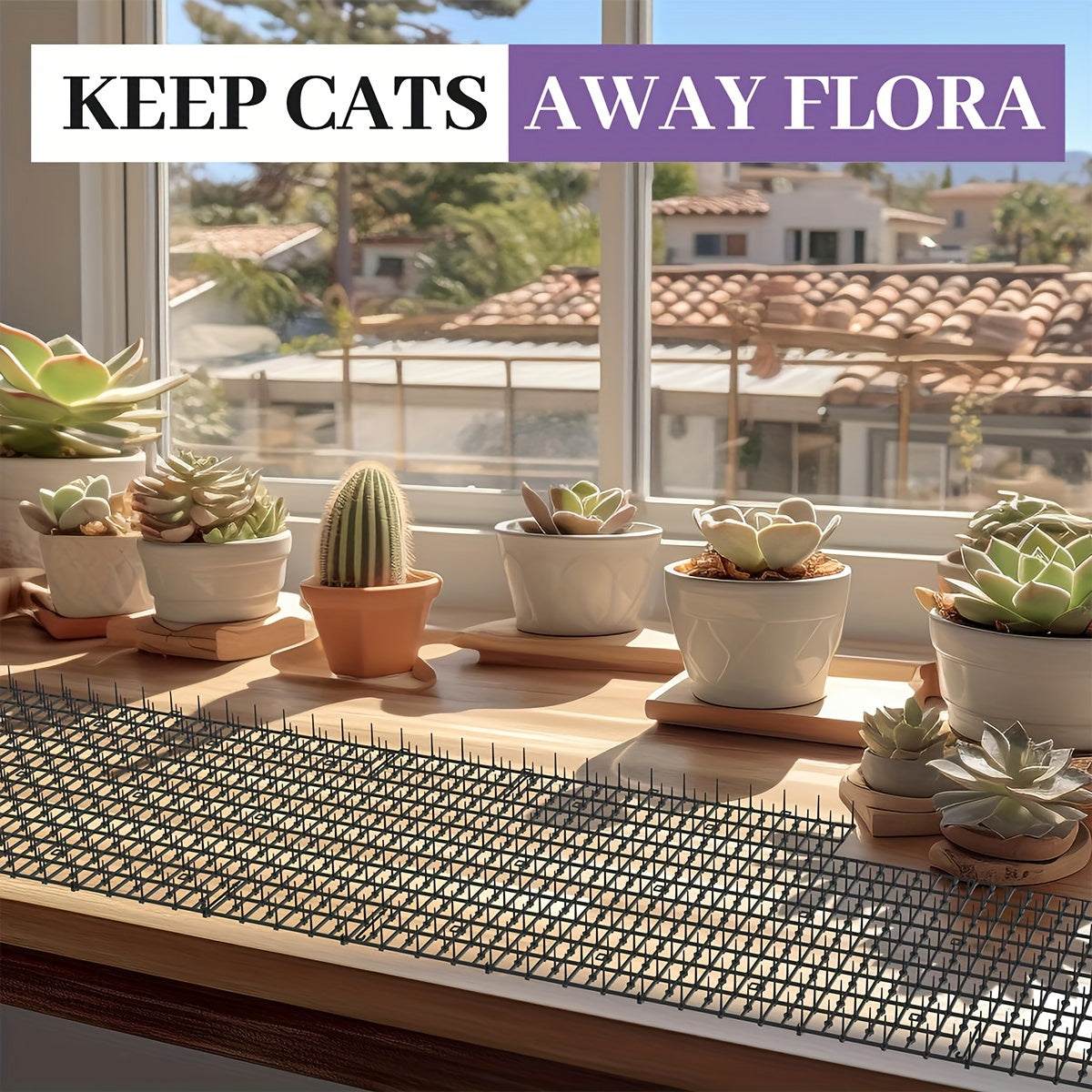 Cat Deterrent Mat with Spikes, 2-Pack Garden Anti-Digging Barrier Strips for Indoor and Outdoor Cat Boundaries and Restricted Areas
